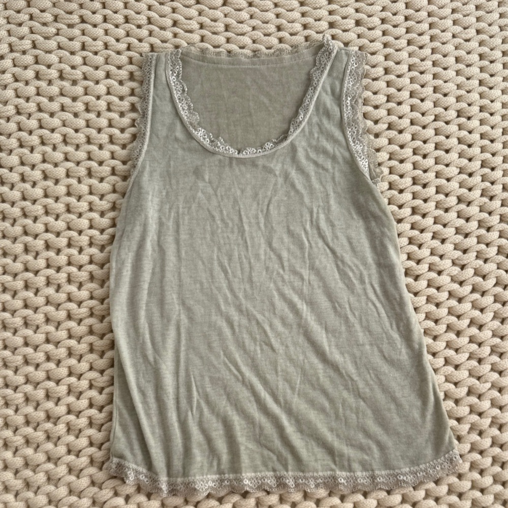 Elegant Lace Trimmed Gray Women's Top